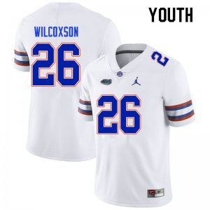 Youth Florida Gators #26 Kamar Wilcoxson NCAA Nike White Authentic Stitched College Football Jersey CAL7662XD